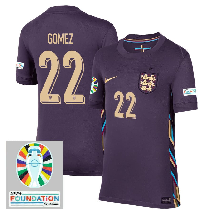 Joe Gomez 22 England National Team 2024/25 YOUTH Away Stadium Jersey - Euro UEFA Patch