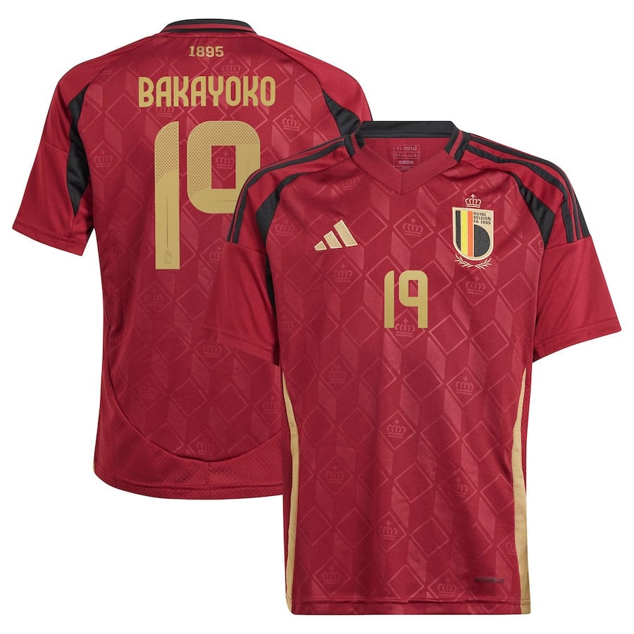 Johan Bakayoko 19 Belgium National Team 2024 Home YOUTH Jersey - Burgundy
