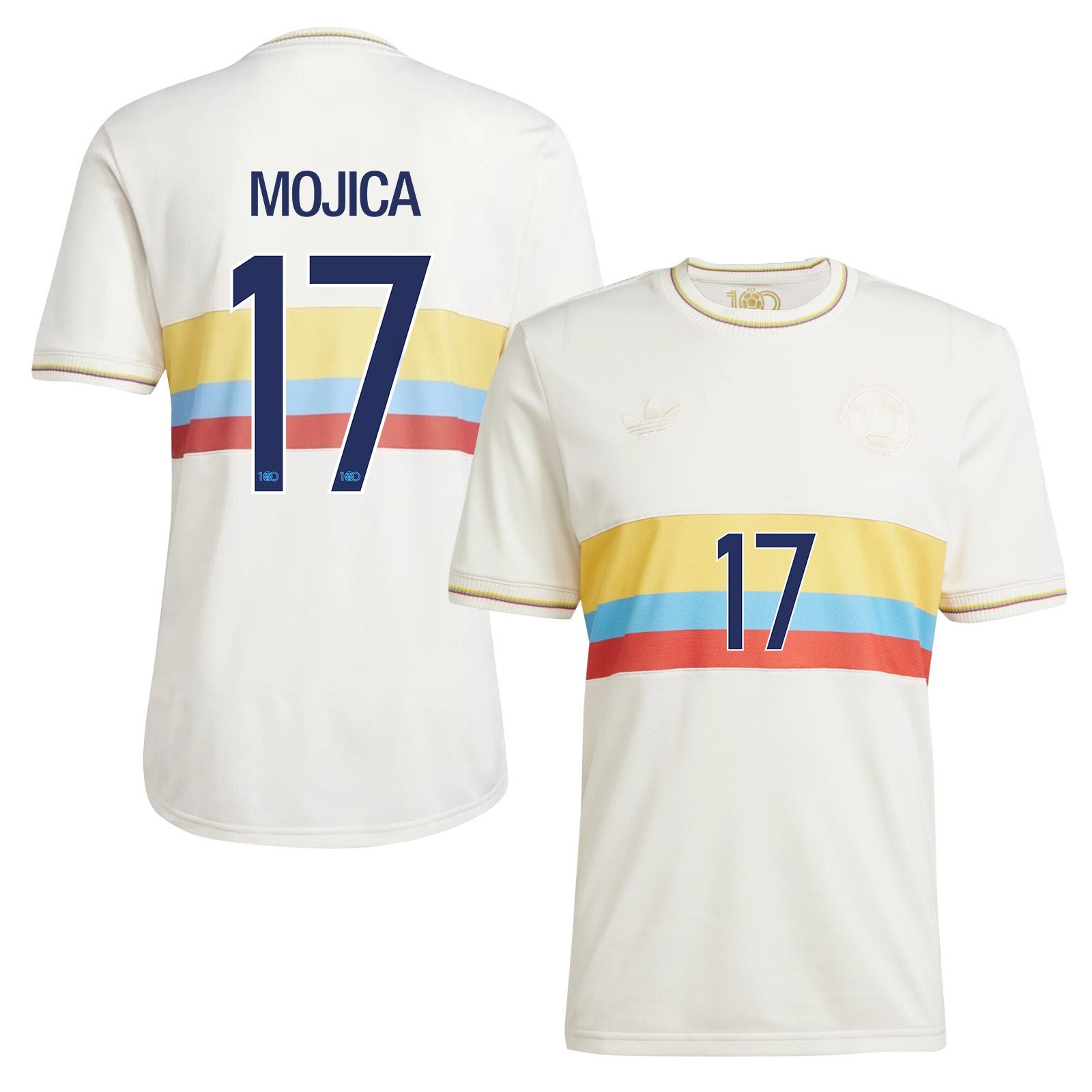 Johan Mojica 17 Colombia 2024 100th Anniversary Jersey - Men, Chalk White