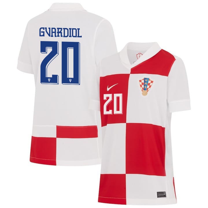 Joško Gvardiol 20 Croatia National Team 2024 Home YOUTH Jersey - White