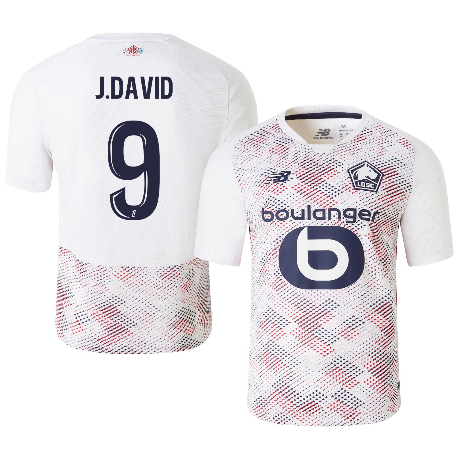 Jonathan David 9 LOSC Lille 2024/25 Away Men Jersey - White