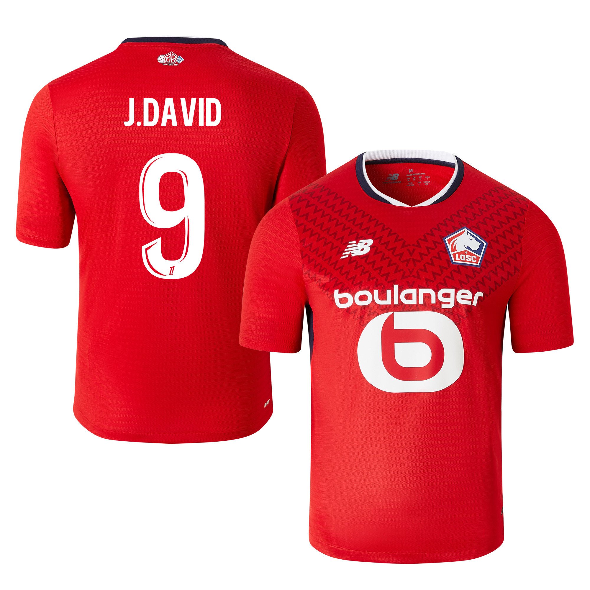 Jonathan David 9 LOSC Lille 2024/25 Home Men Jersey - Red