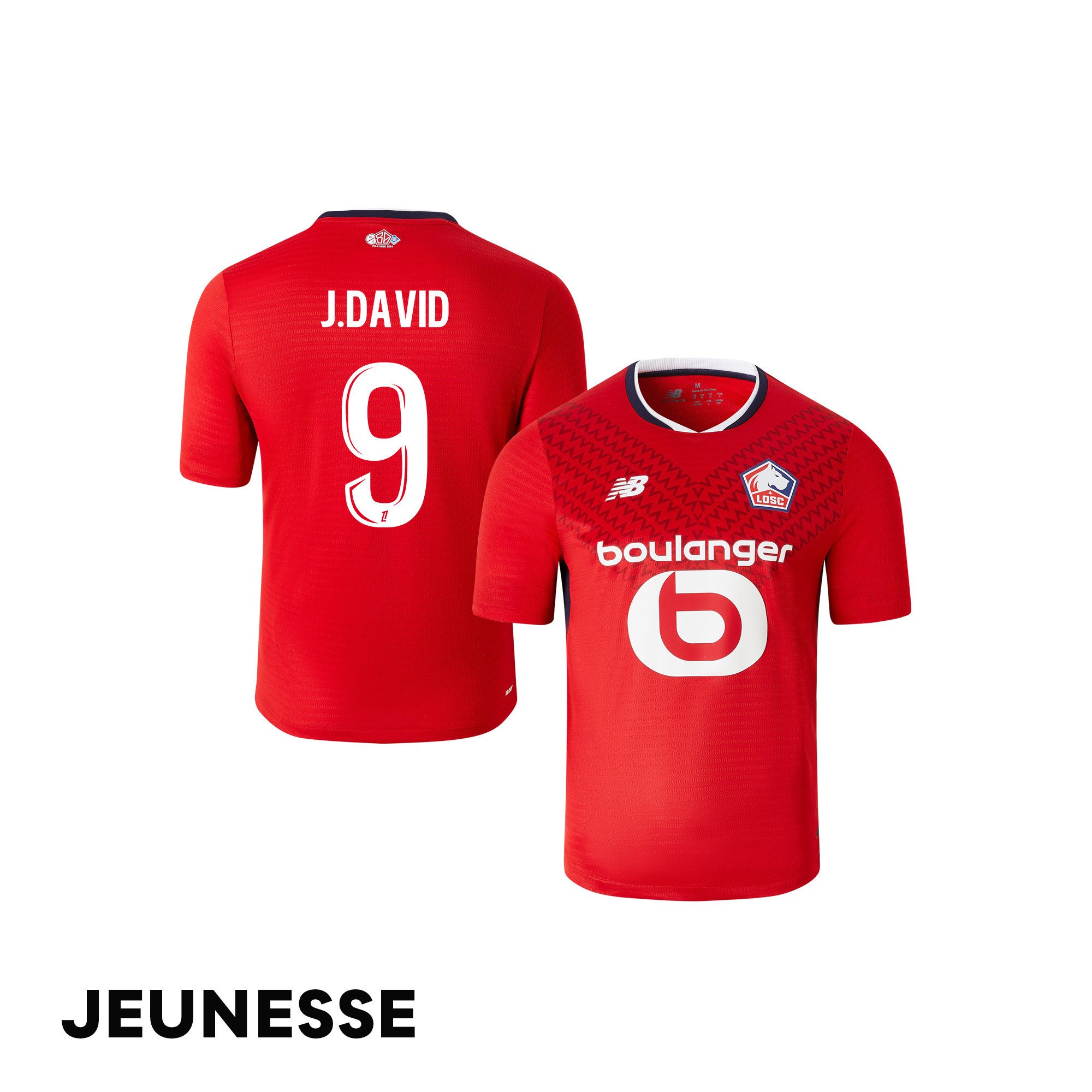 Jonathan David 9 LOSC Lille 2024/25 Home YOUTH Jersey - Red