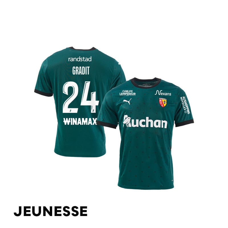 Jonathan Gradit 24 RC Lens 2024/25 Away YOUTH Jersey - Green