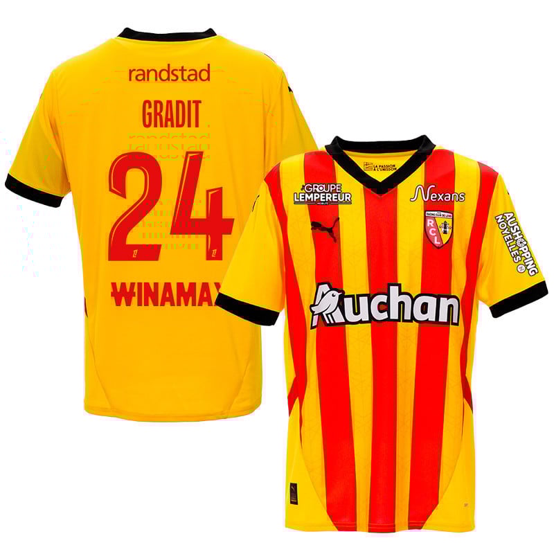 Jonathan Gradit 24 RC Lens 2024/25 Home Men Jersey - Yellow