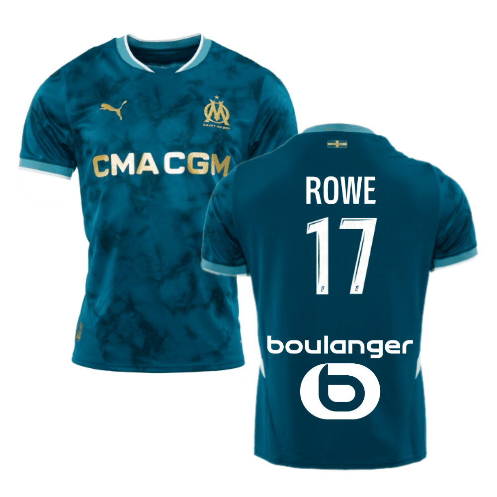 Jonathan Rowe 17 Olympique de Marseille 2024/25 Away Men Jersey - Turquoise Blue
