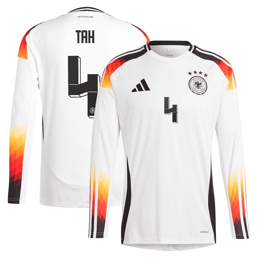Jonathan Tah 4 Germany National Team 2024 Home Long Sleeve Men Jersey - White