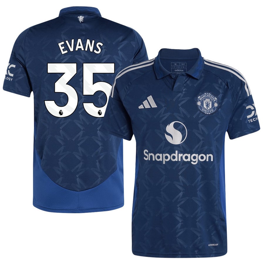 Jonny Evans 35 Manchester United 2024/25 Away Jersey - Men, Blue