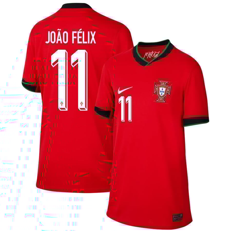 João Félix 11 Portugal National Team 2024/25 Home YOUTH Jersey - Red