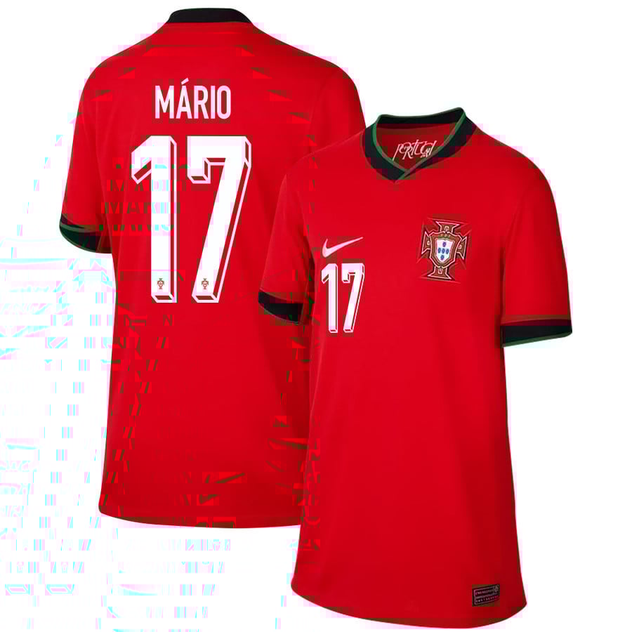 João Mário 17 Portugal National Team 2024/25 Home YOUTH Jersey - Red