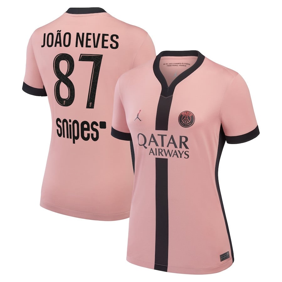João Neves 87 Paris Saint-Germain 2024/25 Third Women Jersey - Pink