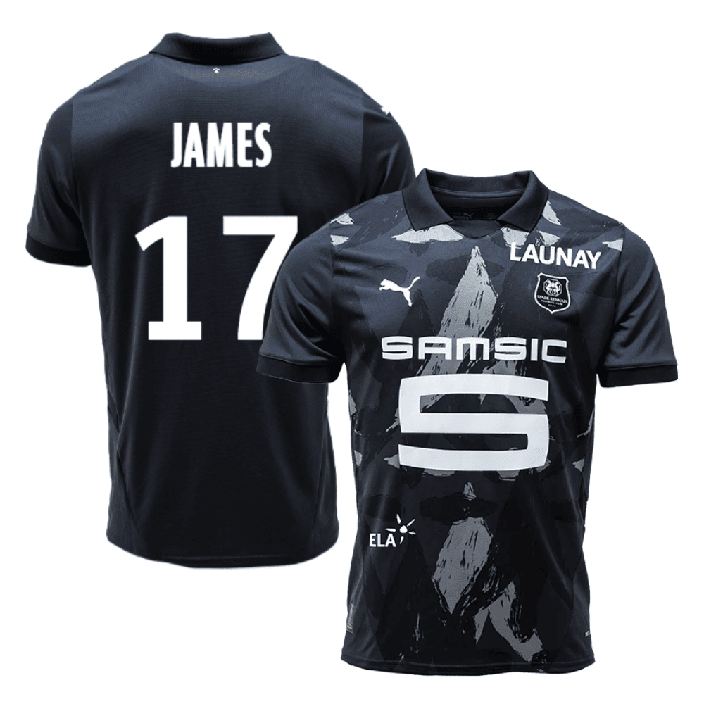 Jordan James 17 Stade Rennais F.C. 2024/25 Third Men Jersey - Black