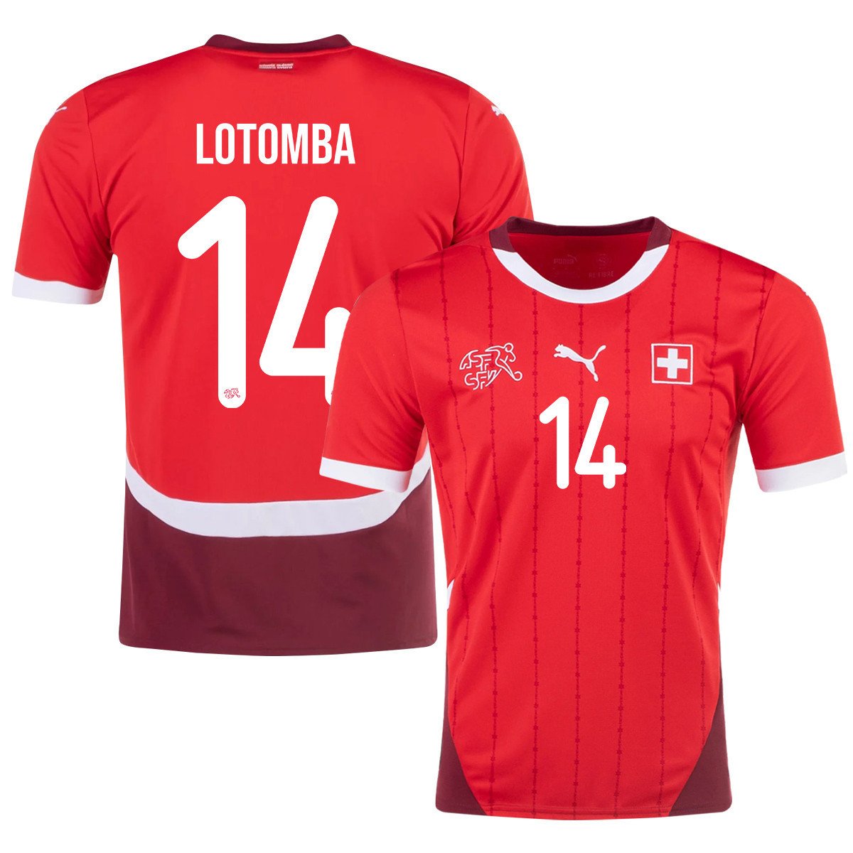 Jordan Lotomba 14 Switzerland National Team 2024/25 Home Men Jersey - Red