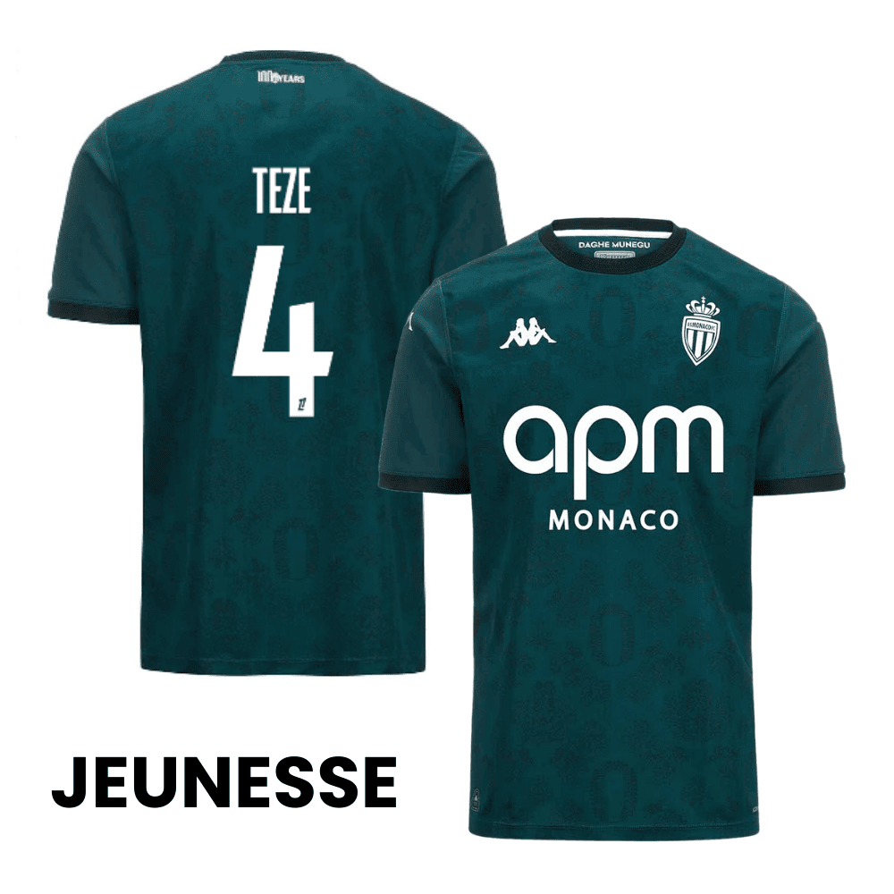 Jordan Teze 4 AS Monaco 2024/25 Away YOUTH Jersey - Green