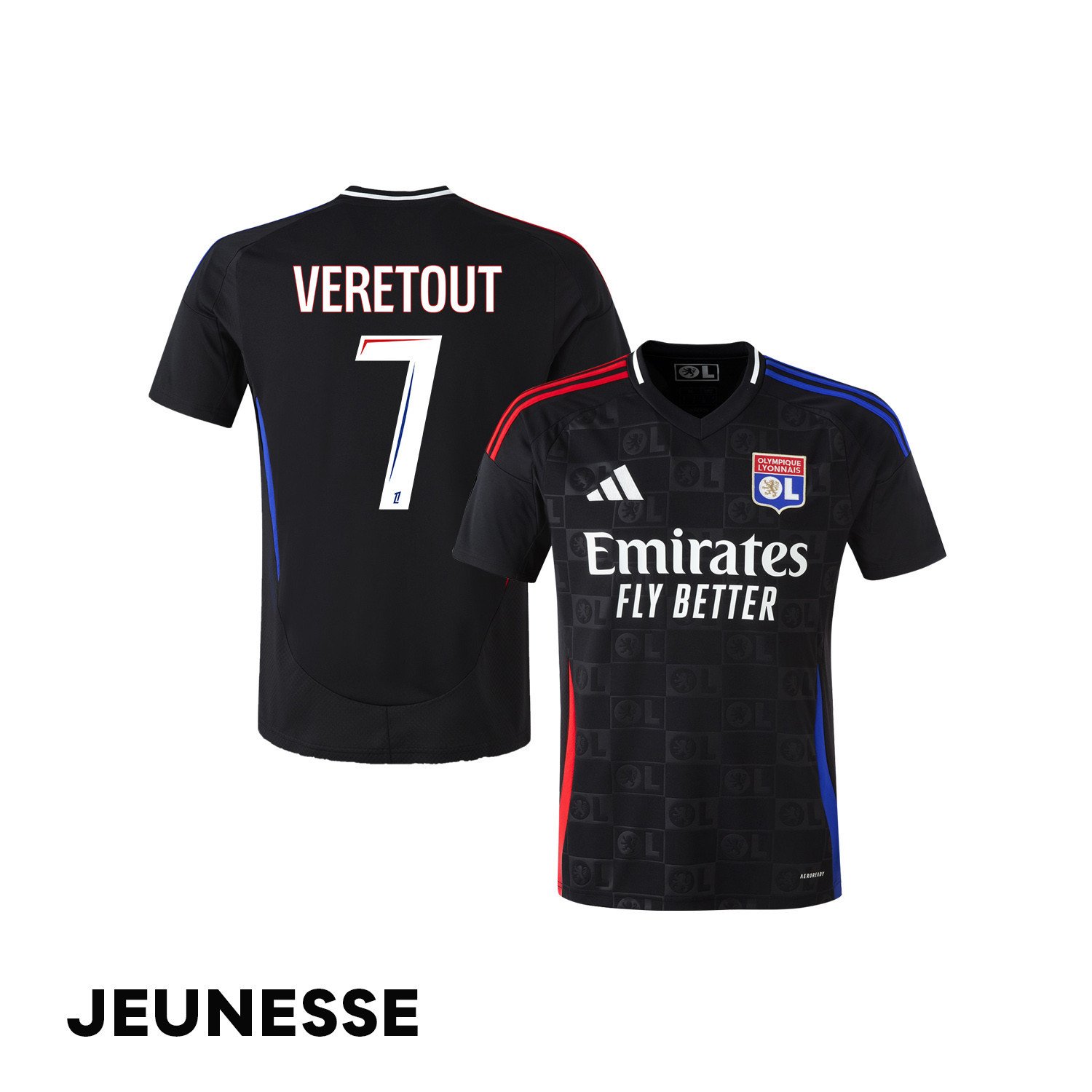 Jordan Veretout 7 Olympique Lyonnais 2024/25 Away YOUTH Jersey - Black