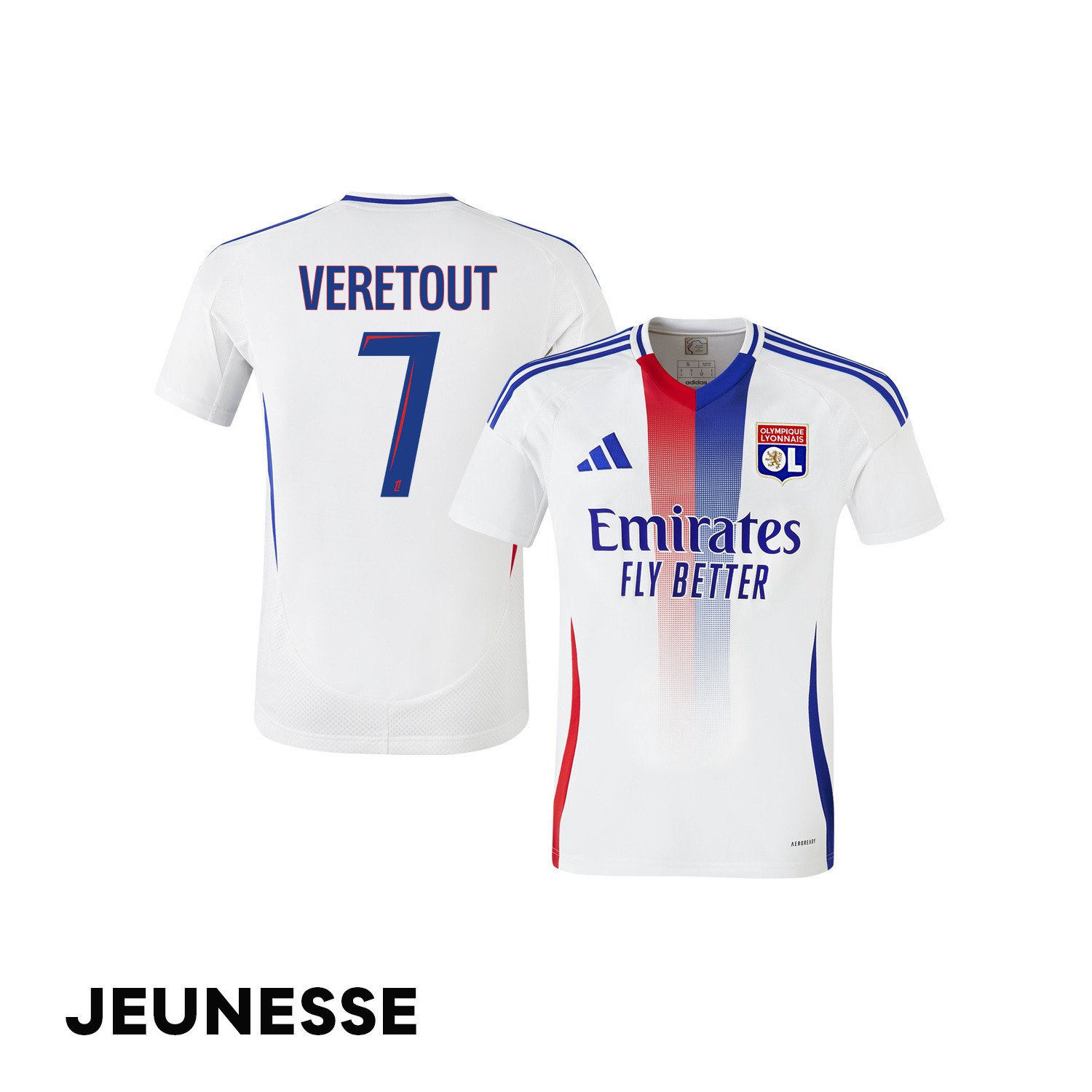 Jordan Veretout 7 Olympique Lyonnais 2024/25 Home YOUTH Jersey - White