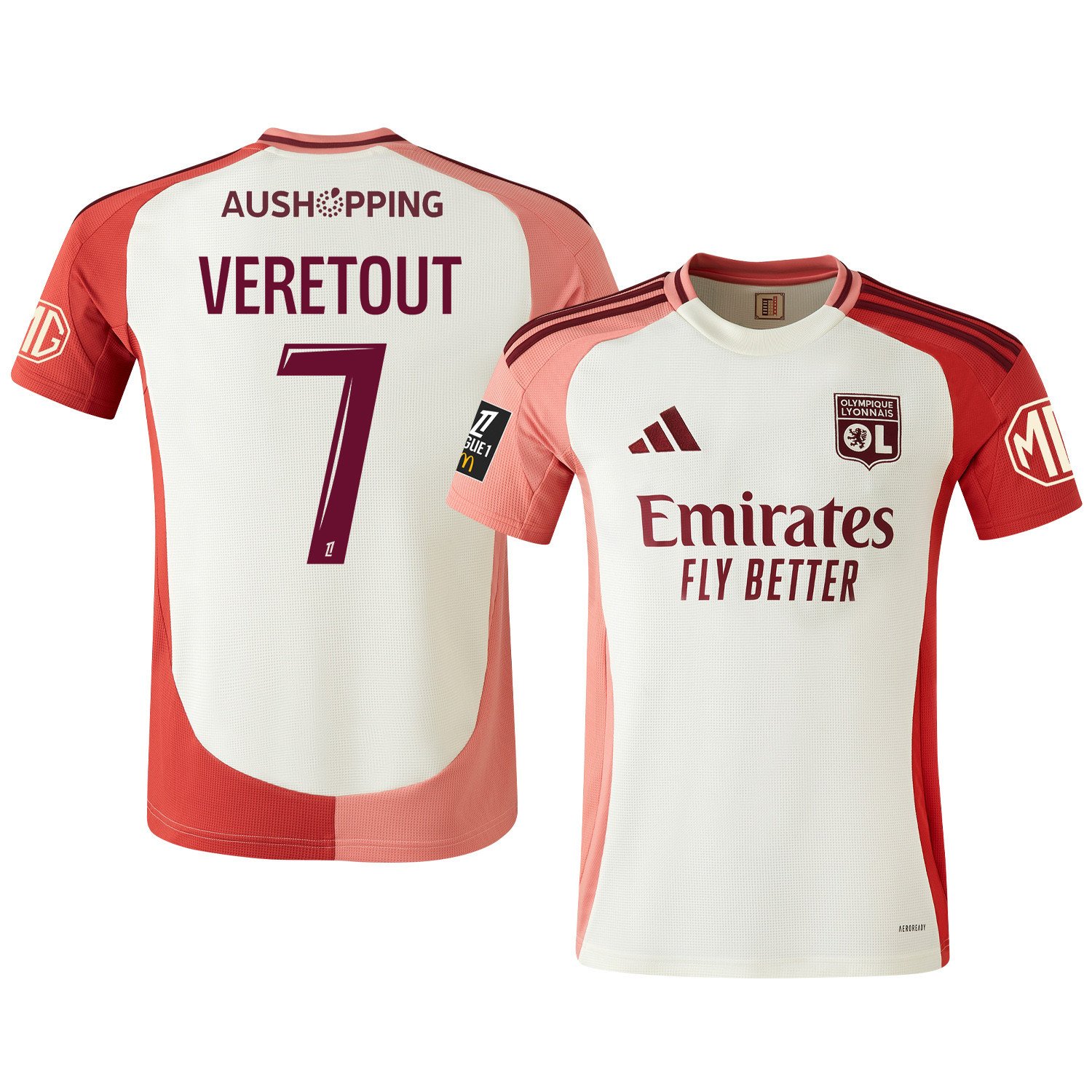 Jordan Veretout 7 Olympique Lyonnais 2024/25 Third Men Jersey - Cream