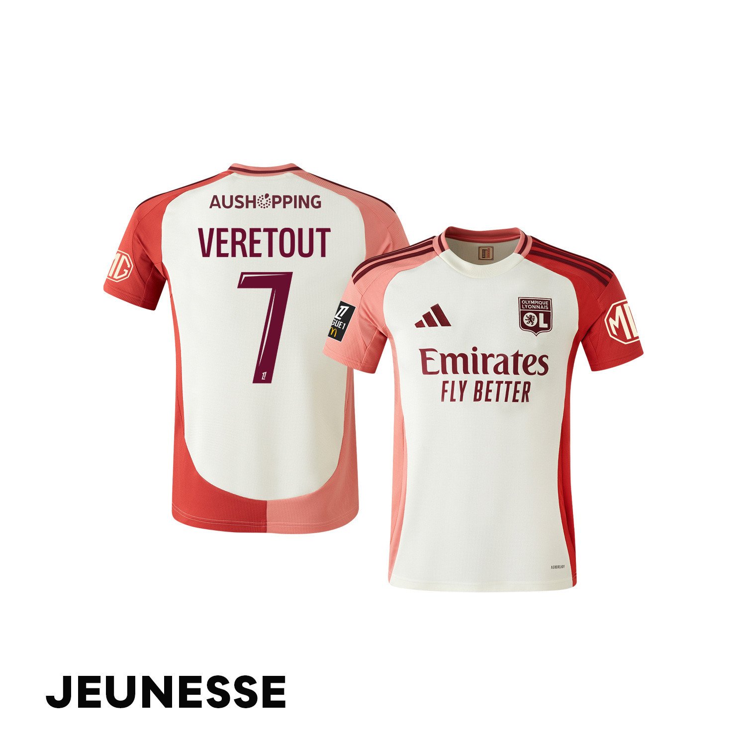 Jordan Veretout 7 Olympique Lyonnais 2024/25 Third YOUTH Jersey - Cream
