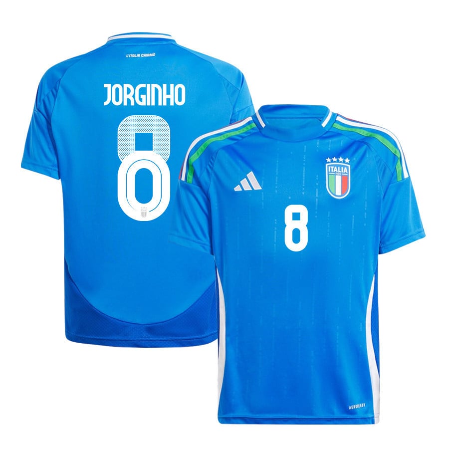 Jorginho 8 Italy National Team 2024/25 Home YOUTH Jersey - Blue