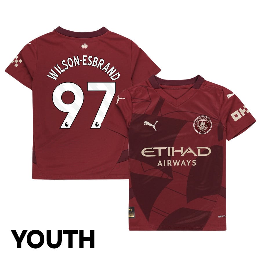 Josh Wilson-Esbrand 97 Manchester City 2024/25 Third YOUTH Jersey - Burgundy