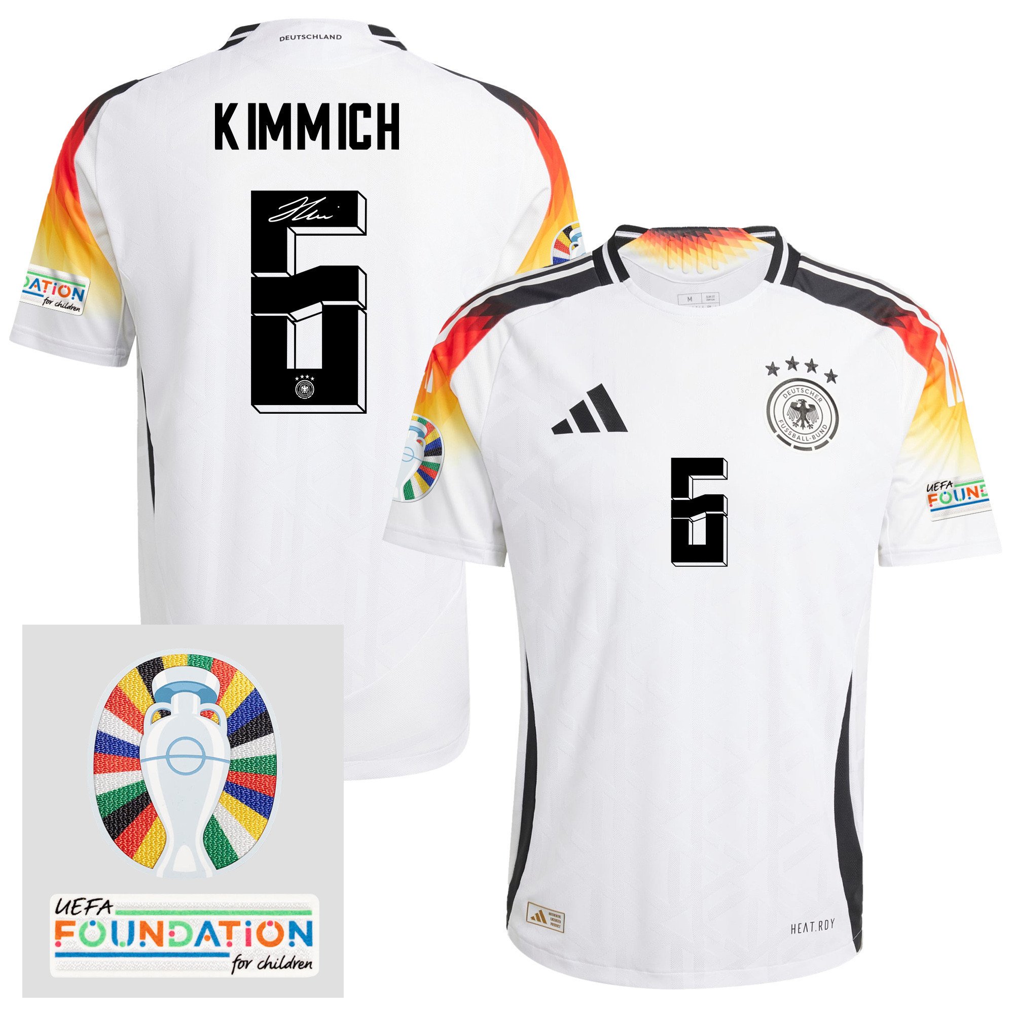 Joshua Kimmich 6 Signed Germany 2024/25 Home Jersey - Autographed, Euro UEFA Patch - Men, White