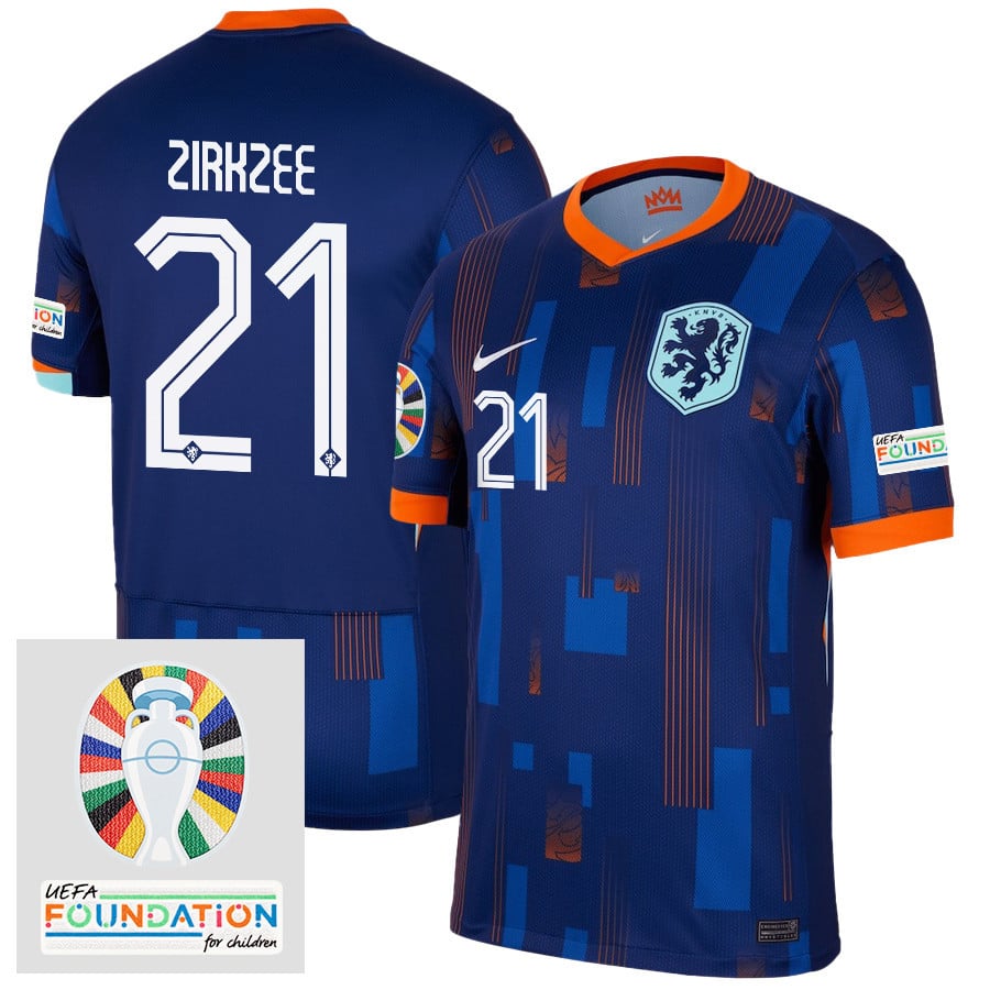Joshua Zirkzee 21 Netherlands National Team 2024/25 Away Men Jersey - Navy