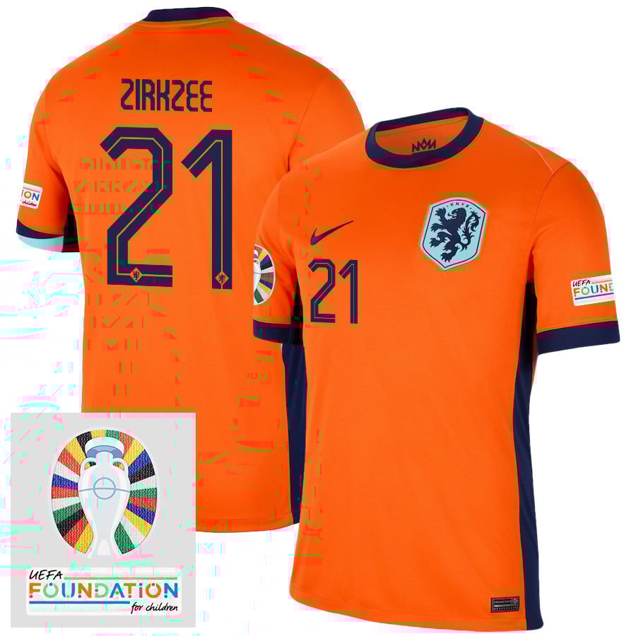 Joshua Zirkzee 21 Netherlands National Team 2024/25 Home Men Jersey - Orange