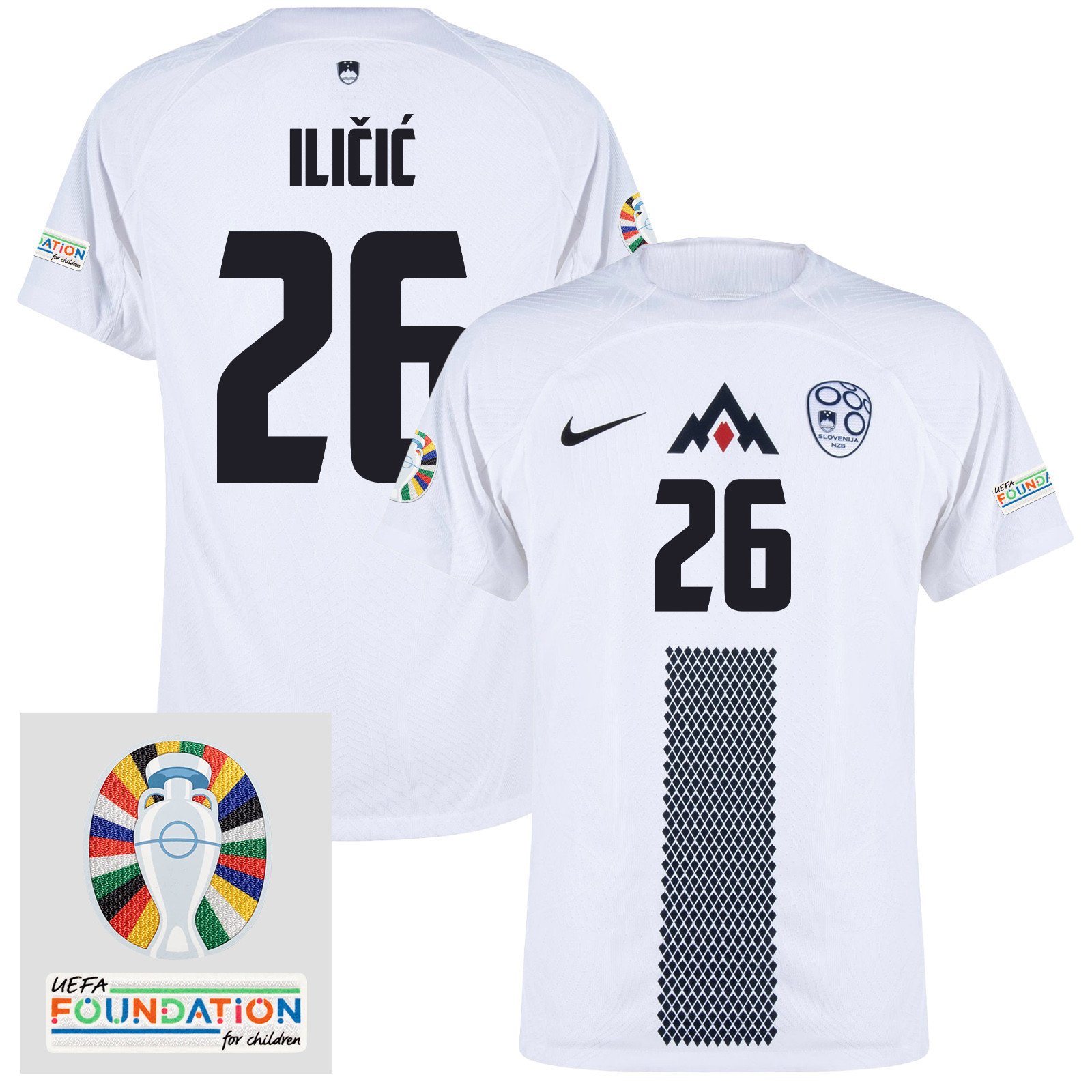 Josip Iličić 26 Slovenia National Team 2024 Euro & Foundation Patch Home Men Jersey - White