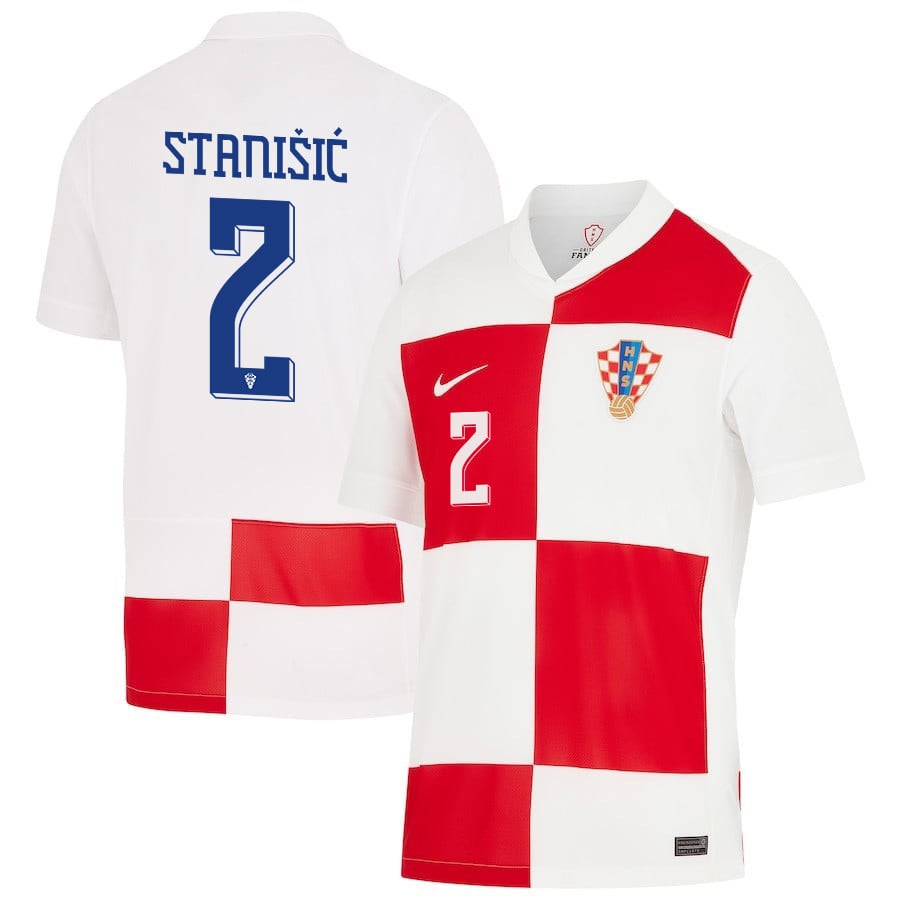 Josip Stanišić 2 Signed Croatia National Team 2024 Home YOUTH Jersey Autographed - White