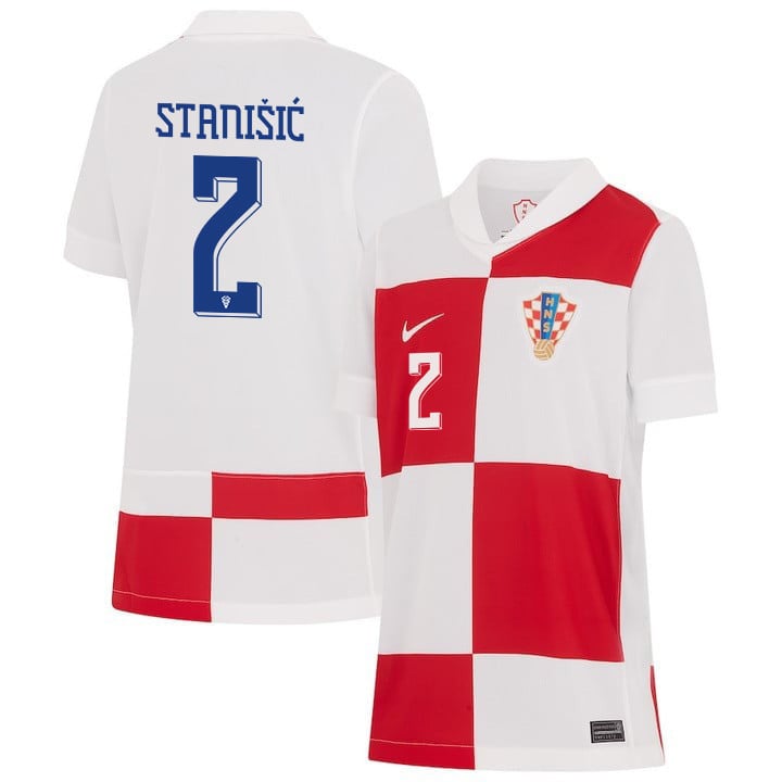 Josip Stanišić 2 Signed Croatia National Team 2024 Away YOUTH Jersey Autographed - Navy