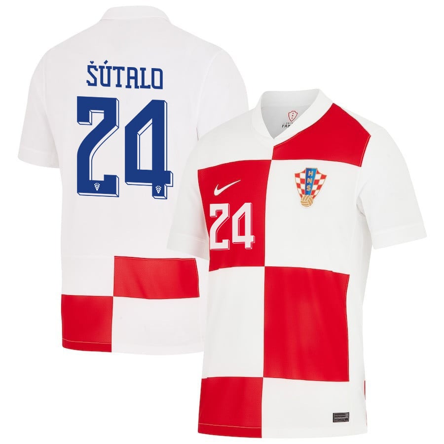 Josip Šutalo 24 Croatia National Team 2024 Home Men Jersey - White
