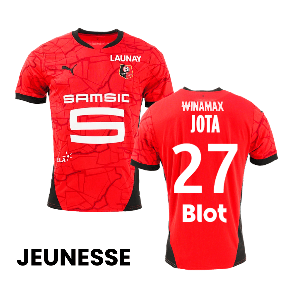 Jota 27 Stade Rennais F.C. 2024/25 Home YOUTH Jersey - Red