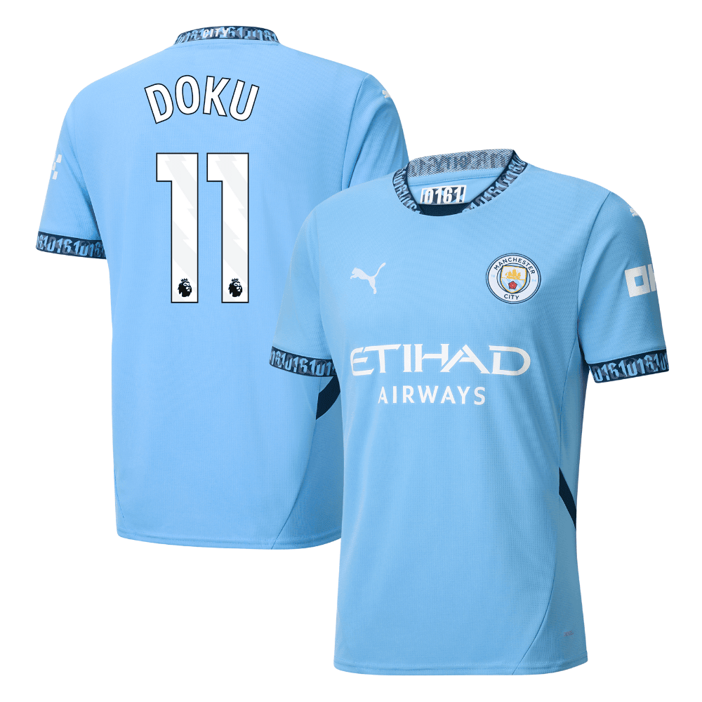 Jérémy Doku 11 Manchester City 2024/25 Home Men Jersey - Light Blue
