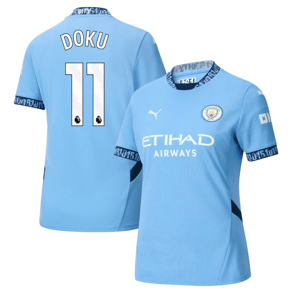 Jérémy Doku 11 Manchester City 2024/25 Home Women Jersey - Light Blue