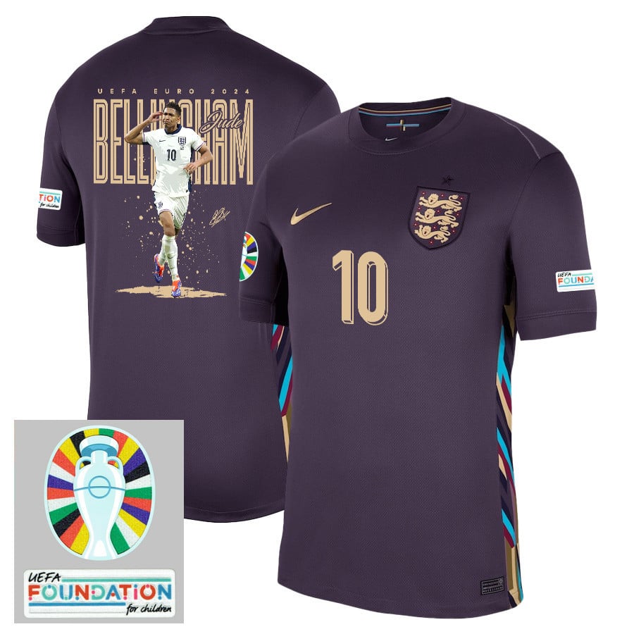 Jude Bellingham 10 BRILLIANT England 2024/25 Away Stadium Football Jersey - Men Purple