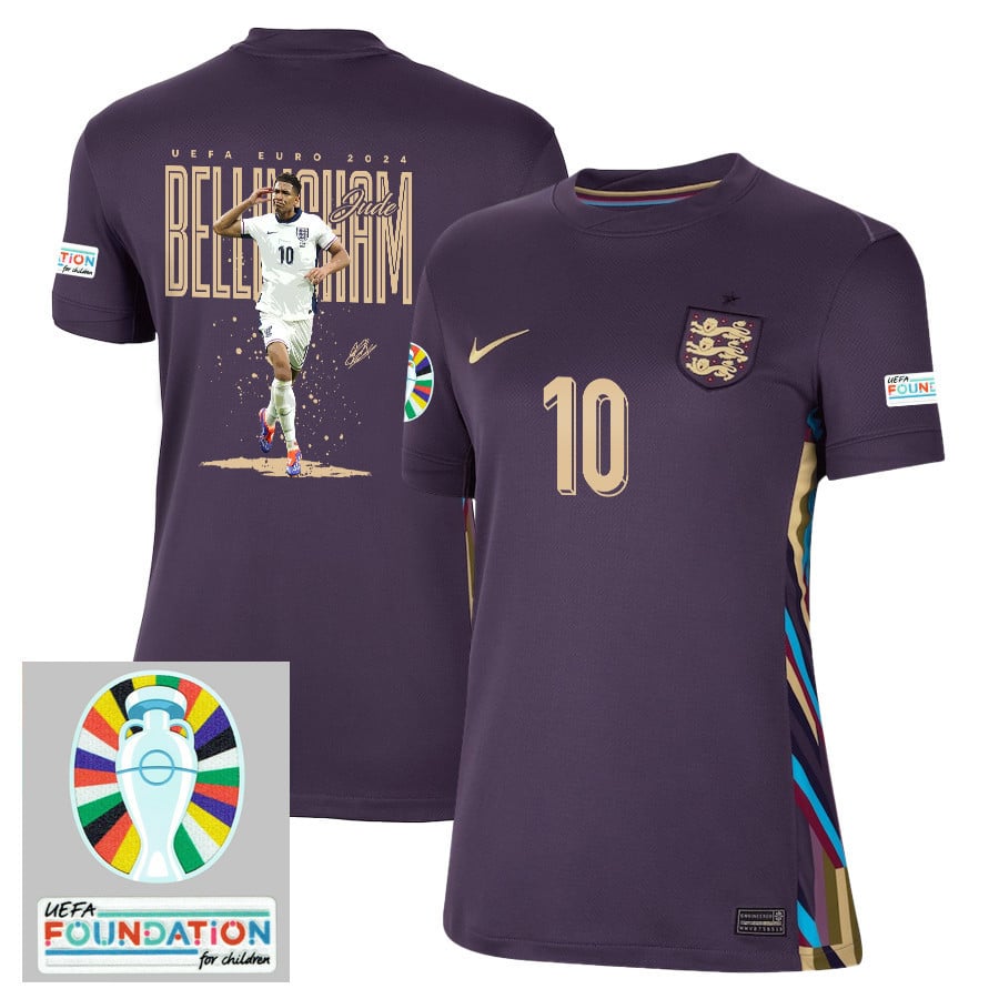 Jude Bellingham 10 BRILLIANT England 2024/25 Away Stadium Football Jersey - Women Jersey