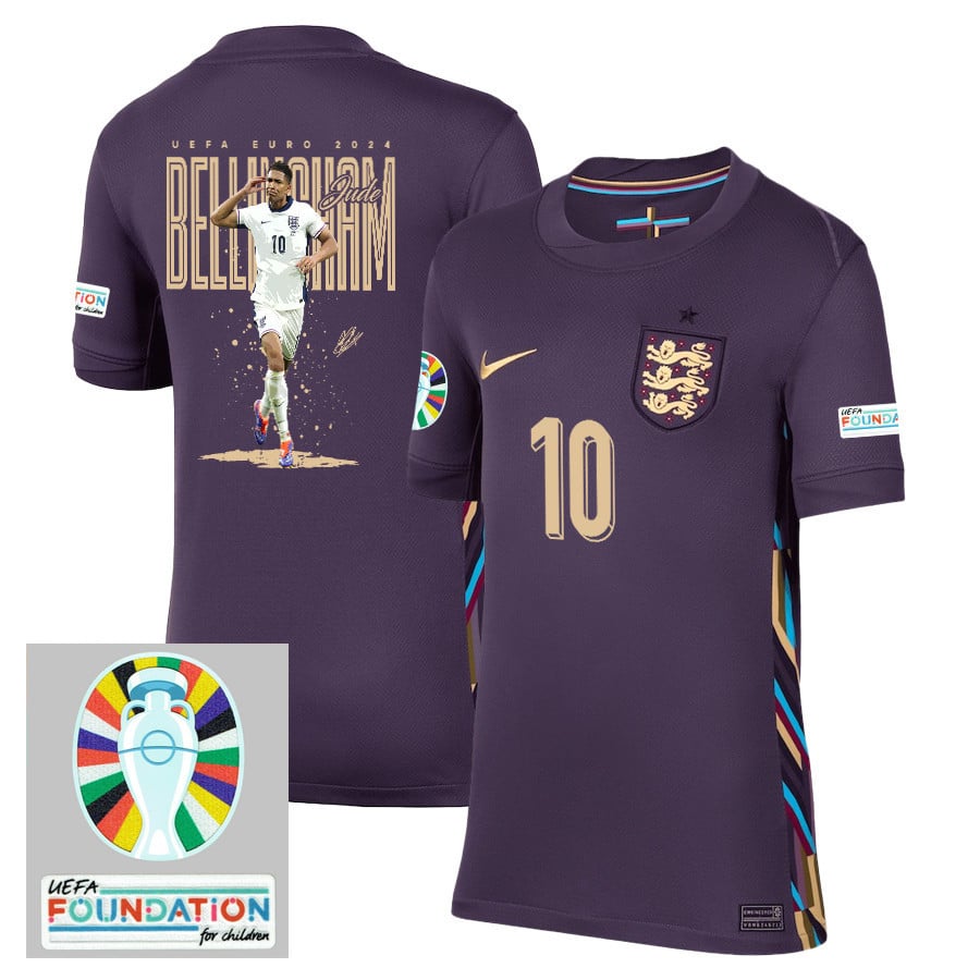 Jude Bellingham 10 BRILLIANT England 2024/25 Away Stadium Football Jersey - YOUTH Jersey