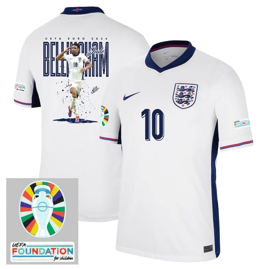Jude Bellingham 10 BRILLIANT England 2024/25 Home Stadium Football Jersey - Men White
