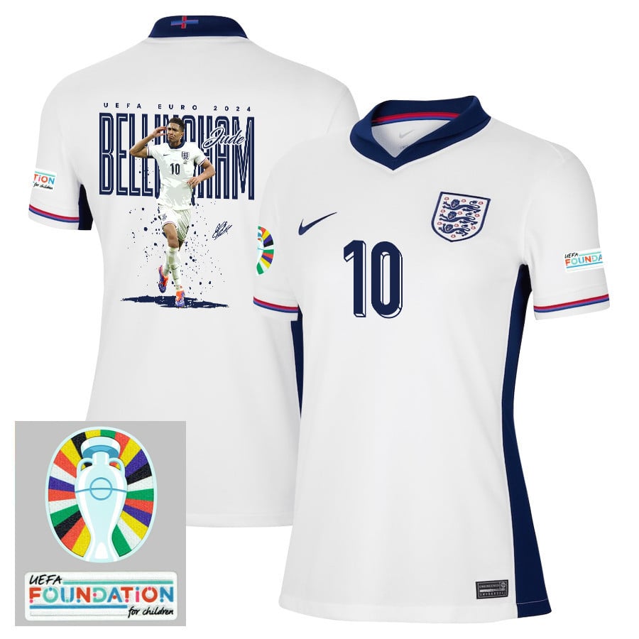 Jude Bellingham 10 BRILLIANT England 2024/25 Home Stadium Football Jersey - Women Jersey