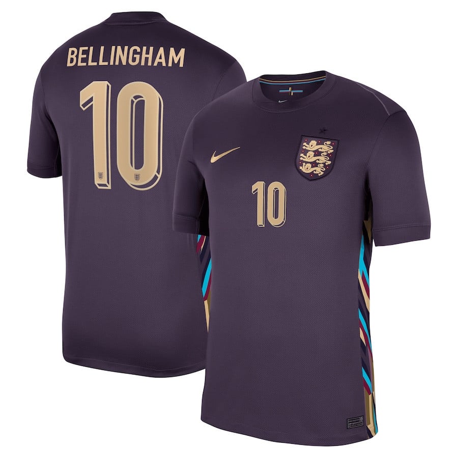 Jude Bellingham 10 England 2024/25 Away Stadium Football Jersey - Men Purple