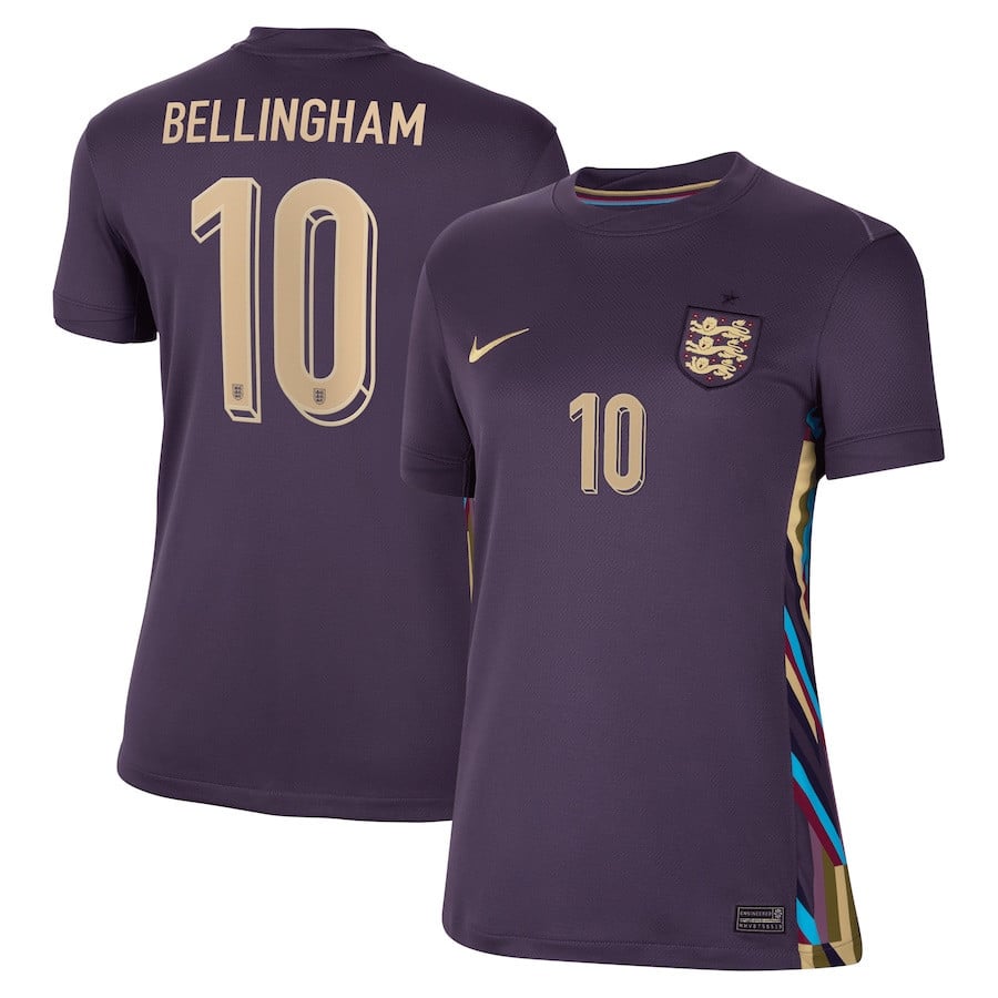 Jude Bellingham 10 England 2024/25 Away Stadium Football Women Jersey - Purple