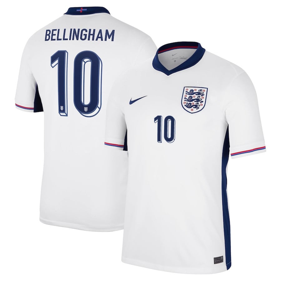 Jude Bellingham 10 England 2024/25 Home Stadium Football Jersey - Men White
