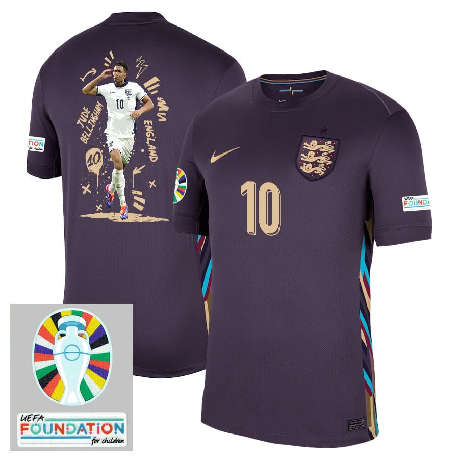Jude Bellingham 10 England Superstar England 2024/25 Away Stadium Football Jersey - Men Purple