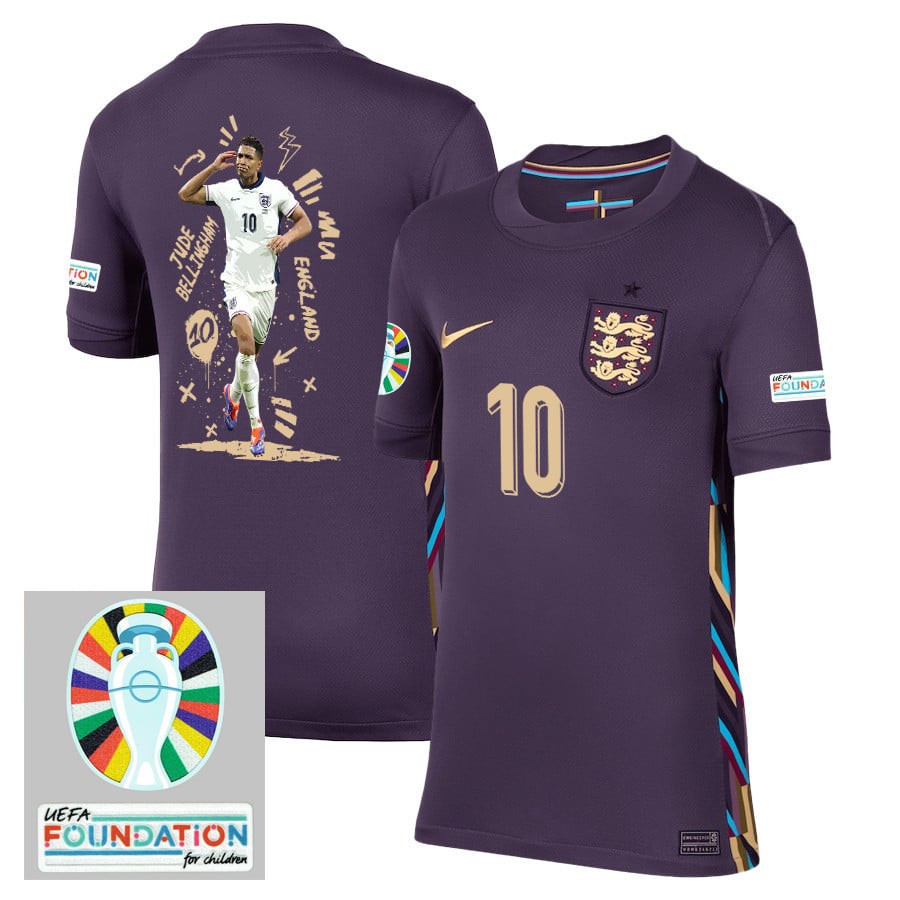 Jude Bellingham 10 England Superstar England 2024/25 Away Stadium Football Jersey - YOUTH Jersey