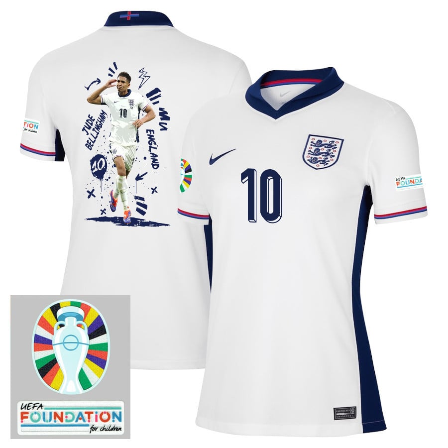 Jude Bellingham 10 England Superstar England 2024/25 Home Stadium Football Jersey - Women Jersey