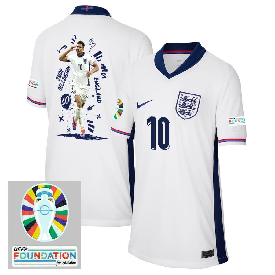 Jude Bellingham 10 England Superstar England 2024/25 Home Stadium Football Jersey - YOUTH Jersey