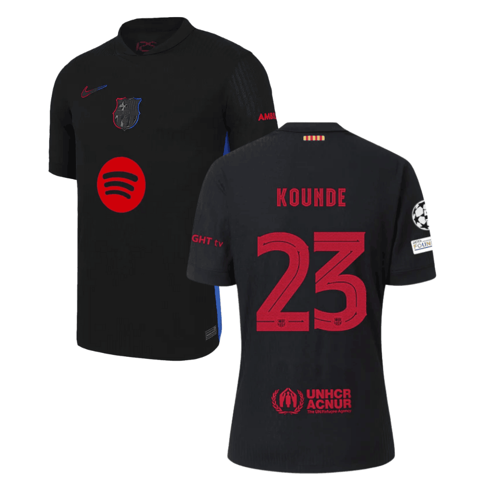 Jules Koundé 23 Barcelona UCL Patch 2024/25 Away Men Jersey - Black