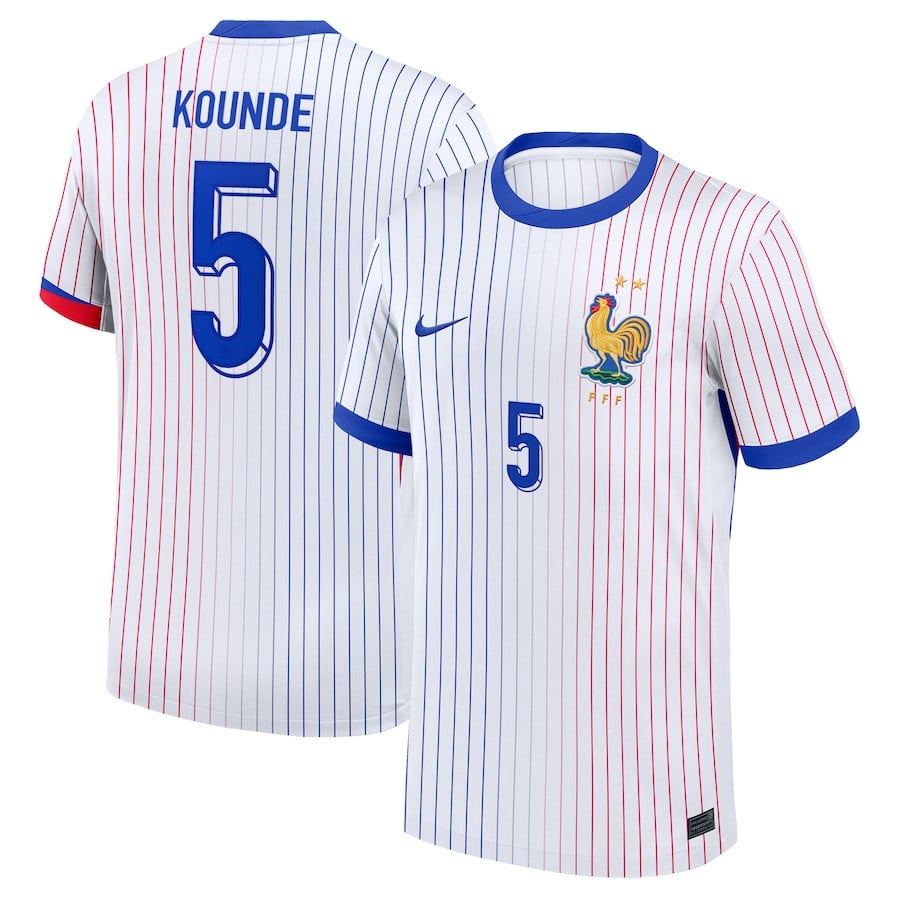 Jules Koundé 5 France National Team 2024 Away YOUTH Jersey - White