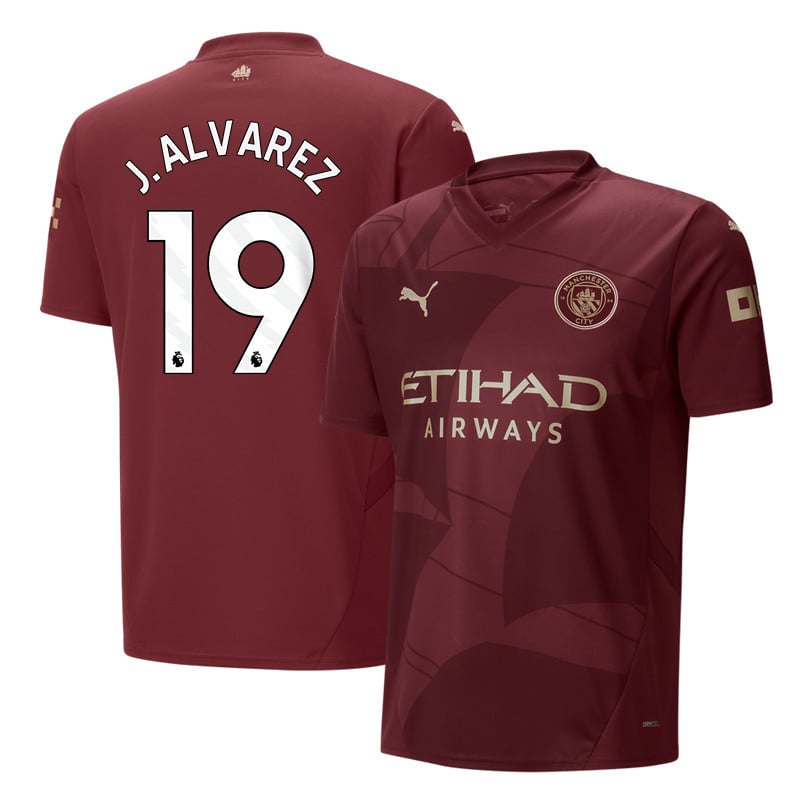 Julian Alvarez 19 Manchester City 2024/25 Third Men Jersey - Burgundy