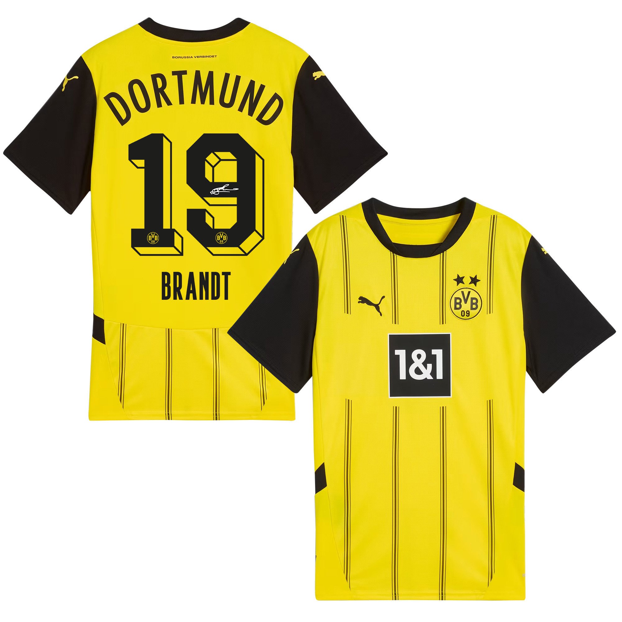 Julian Brandt 19 Signed Borussia Dortmund 2024/25 Home Jersey Autographed - Men, Yellow